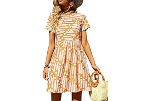 naggoo Womens Summer Striped Short Sleeve T-Shirt Dresses Casual Swing Aline Dresses with Pocket
