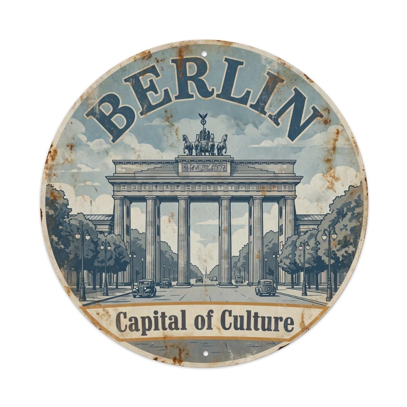 Vintage Travel Berlin Brandenburg Gate 4 Metal Tin Sign Plaque