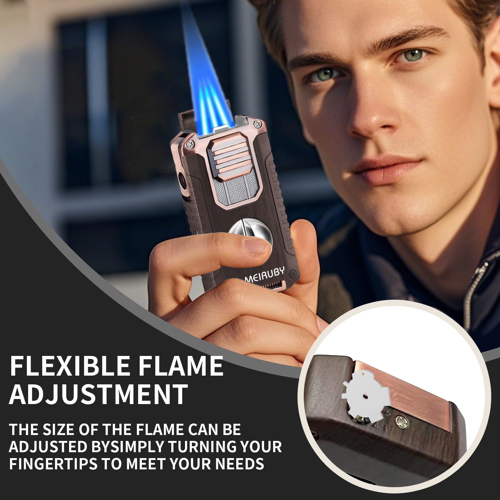 MEIRUBY Briquet torche rechargeable M25 - Outil de cuisine avec verrou de sécurité - Cadeau d'anniversaire pour homme, papa, lui qui ne veut rien