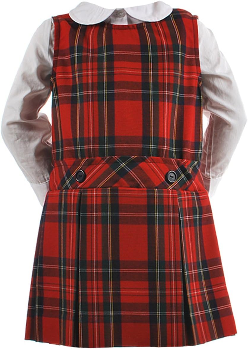 Cookie's Little Girls’ Bib Front Jumper with Kick Pleats (Sizes 2-6X) Color: Black/red/White/Gold *Plaid #63* Size: 3