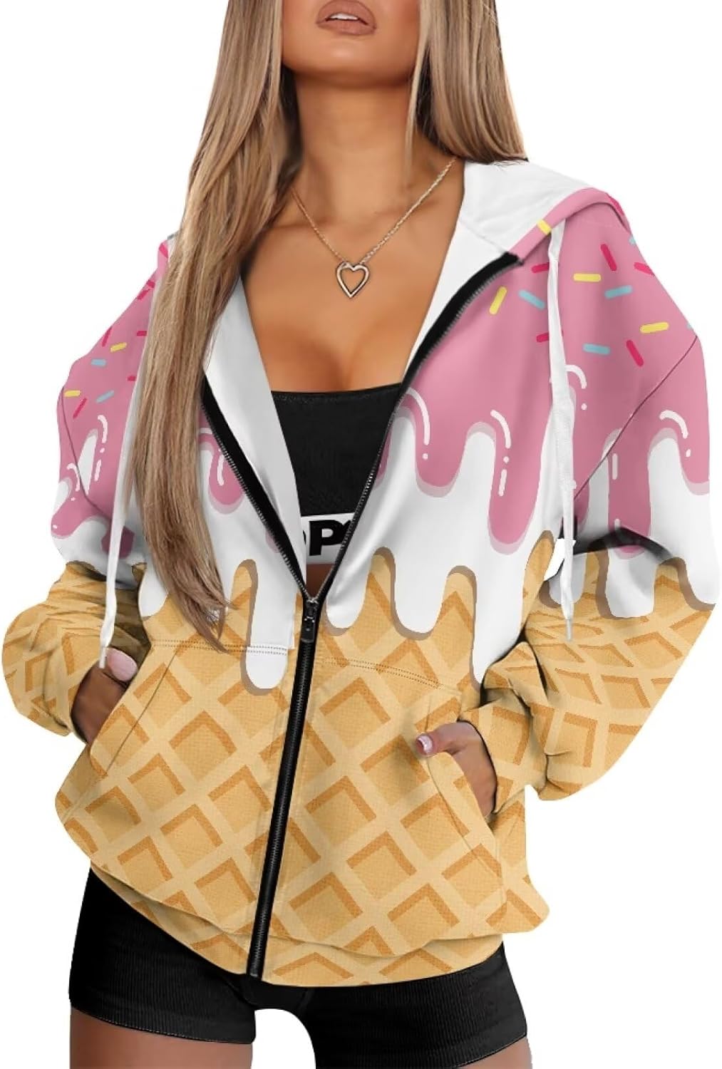 Full Zip Up Hoodies for Women Long Sleeve Track Jackets Loose Sweatshirt Drawstring Pullover Sweaters With Pockets