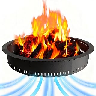 Fire Pit Ring, 36-Inch Outer/31-Inch Inner Diameter, 9inch Height 1.2mm Thick Fire Pit Insert, Heavy Duty Carbon Steel Liner DIY Campfire Ring Above or In-Ground, for Outdoor Camping (Black, 31)