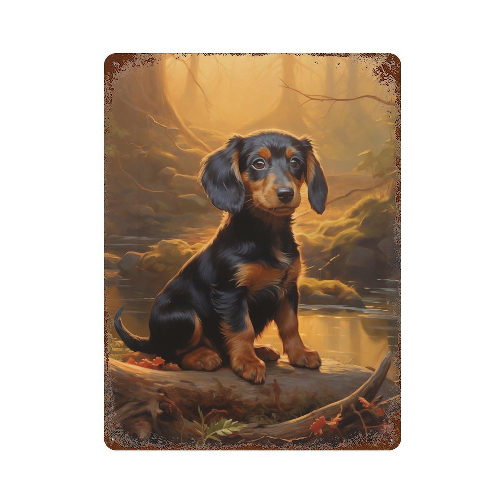 Dachshund 15.7"x11.8" Rustic Tin Plaque, Novelty Wall Decor for Bistro, Counter And Cafe Decor