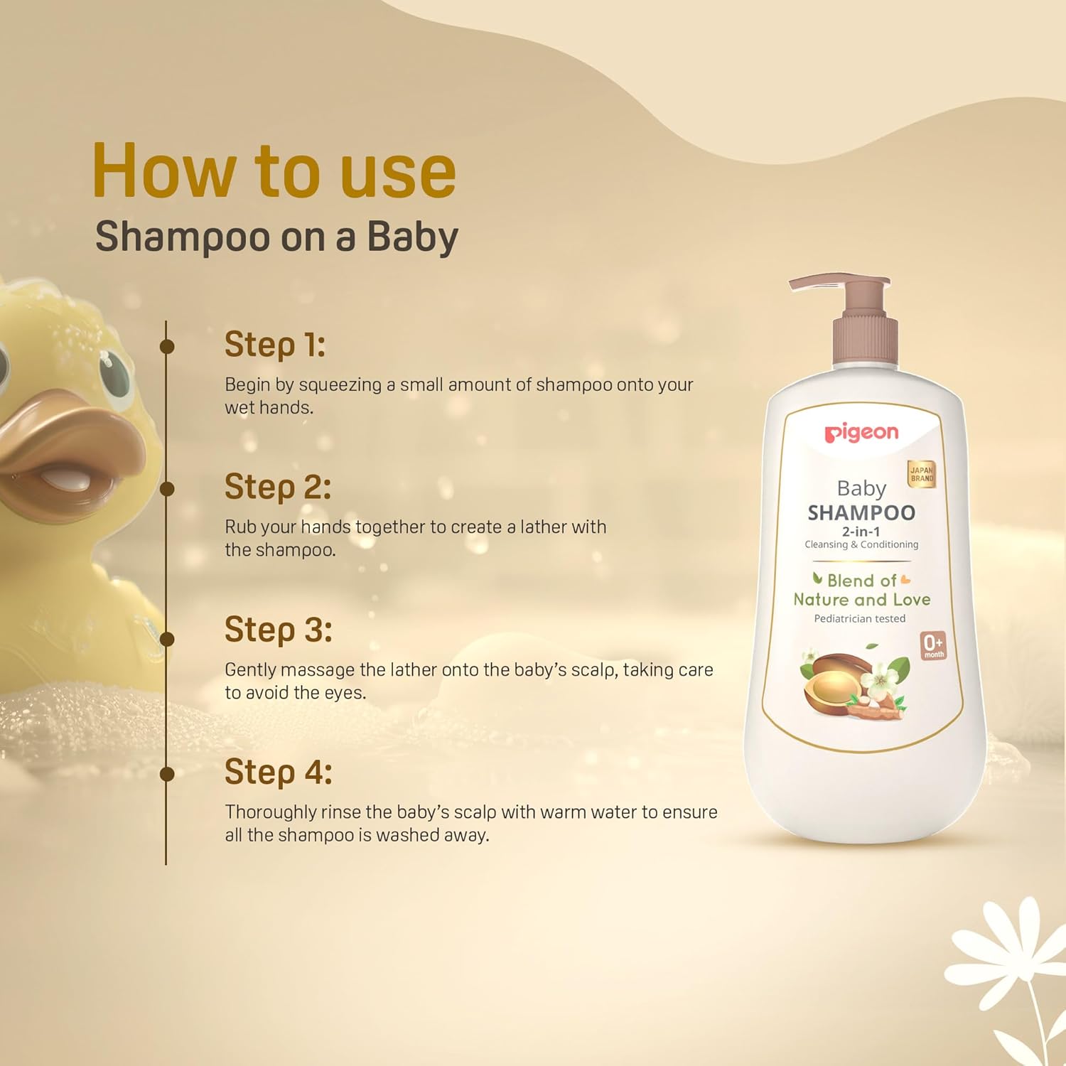 Pigeon 2-in-1 Baby Shampoo for Cleansing and Conditioning, Enriched with Avocado Oil and Marshmallow Extract, Parabens Fru, SLS and SLES Free - 500 ml Pigeon 2-in-1 Baby Shampoo for Cleansing and Conditioning, Enriched with Avocado Oil and Marshmallow Extract, Parabens Fru, SLS and SLES Free - 500 ml