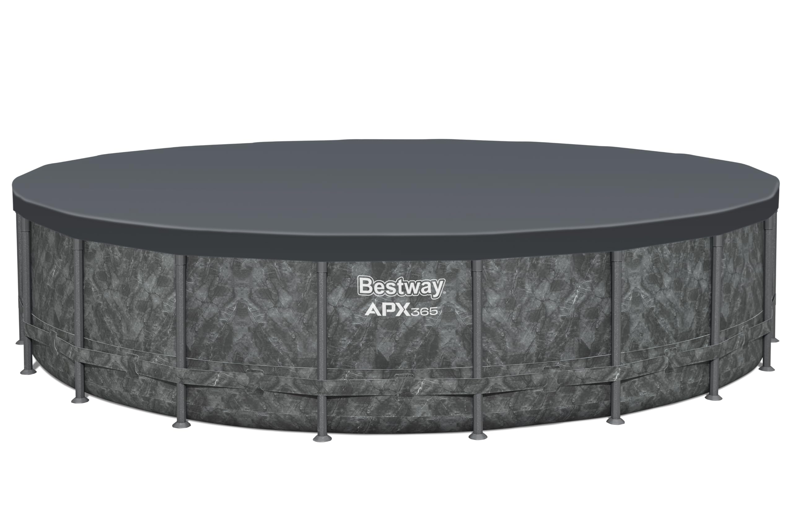 Bestway Kit Piscine Hors Sol Ronde APX 365-610 cm x 610 cm x 132 cm - Gris foncé