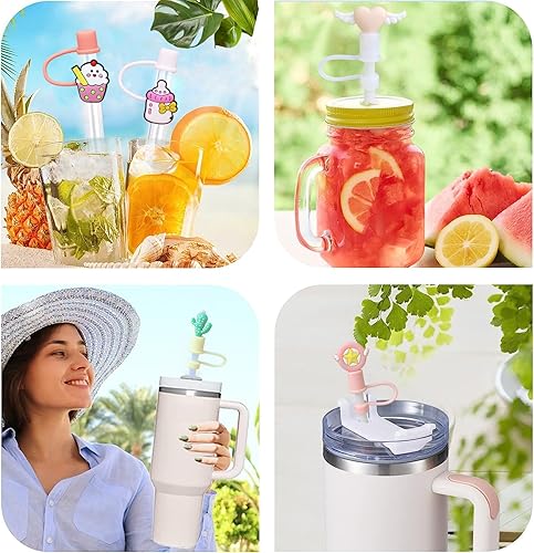 Miniatura 5 de Tapa de popote para Stanley Cup  Bolsa misteriosa  6 popotes en cada bolsa  Fundas de paja de silicona de 0.394 in compatibles con vasos Stanley de