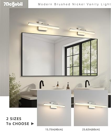Miniatura 9 de Luces de tocador de níquel cepillado  Regulables 5CCT accesorios de iluminación de baño sobre el espejo, luz de pared de ángulo ajustable, 15.75