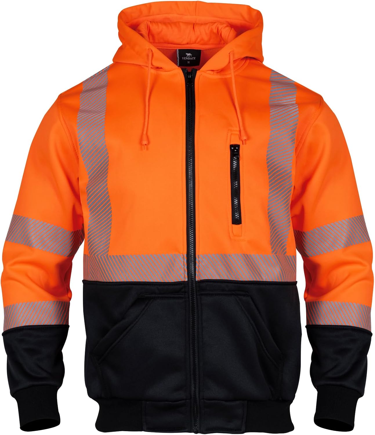 VENDACE High Visibility ANSI Class 3 Reflective Safety Fleece Sweatshirt Hoodie for Men Hi Vis Hoodies Zipper Jacket - Image 2