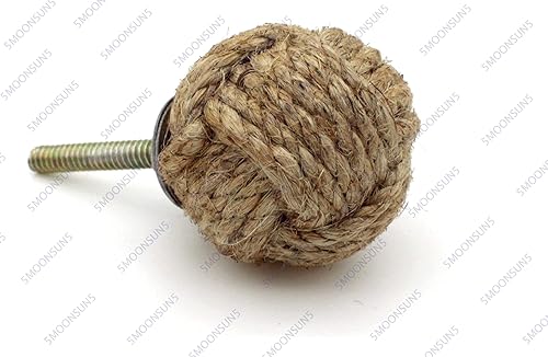 Miniatura 4 de 5MOONSUN5 's Pomos de yute con nudo de cuerda para cajones y perillas para armarios, armarios y armarios de cocina, pomos náuticos, accesorios de