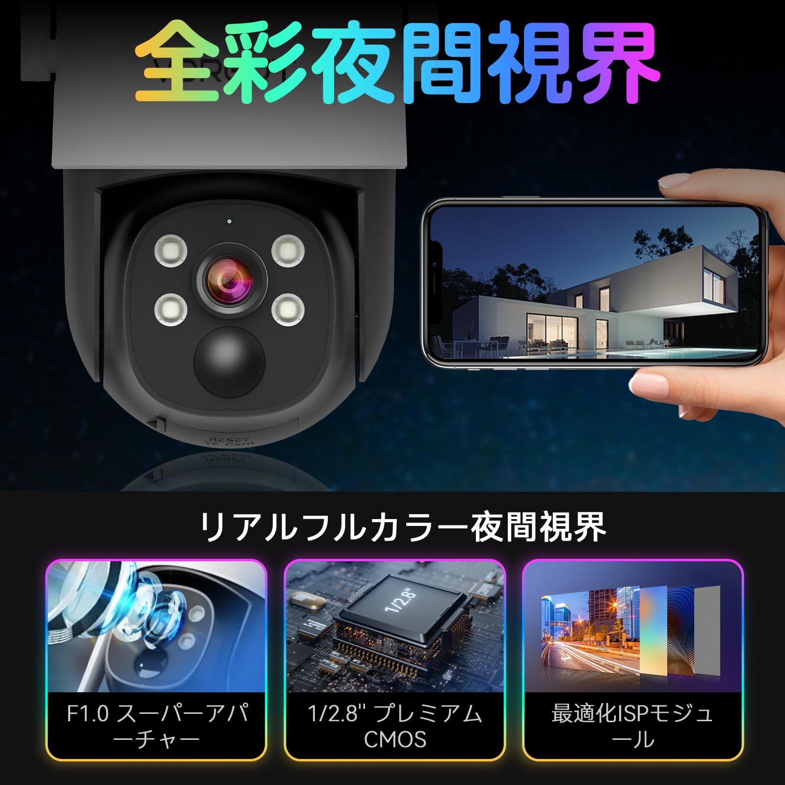 Amazon.co.jp: VORGUT 防犯カメラ 屋外 ソーラー モニター付き 4