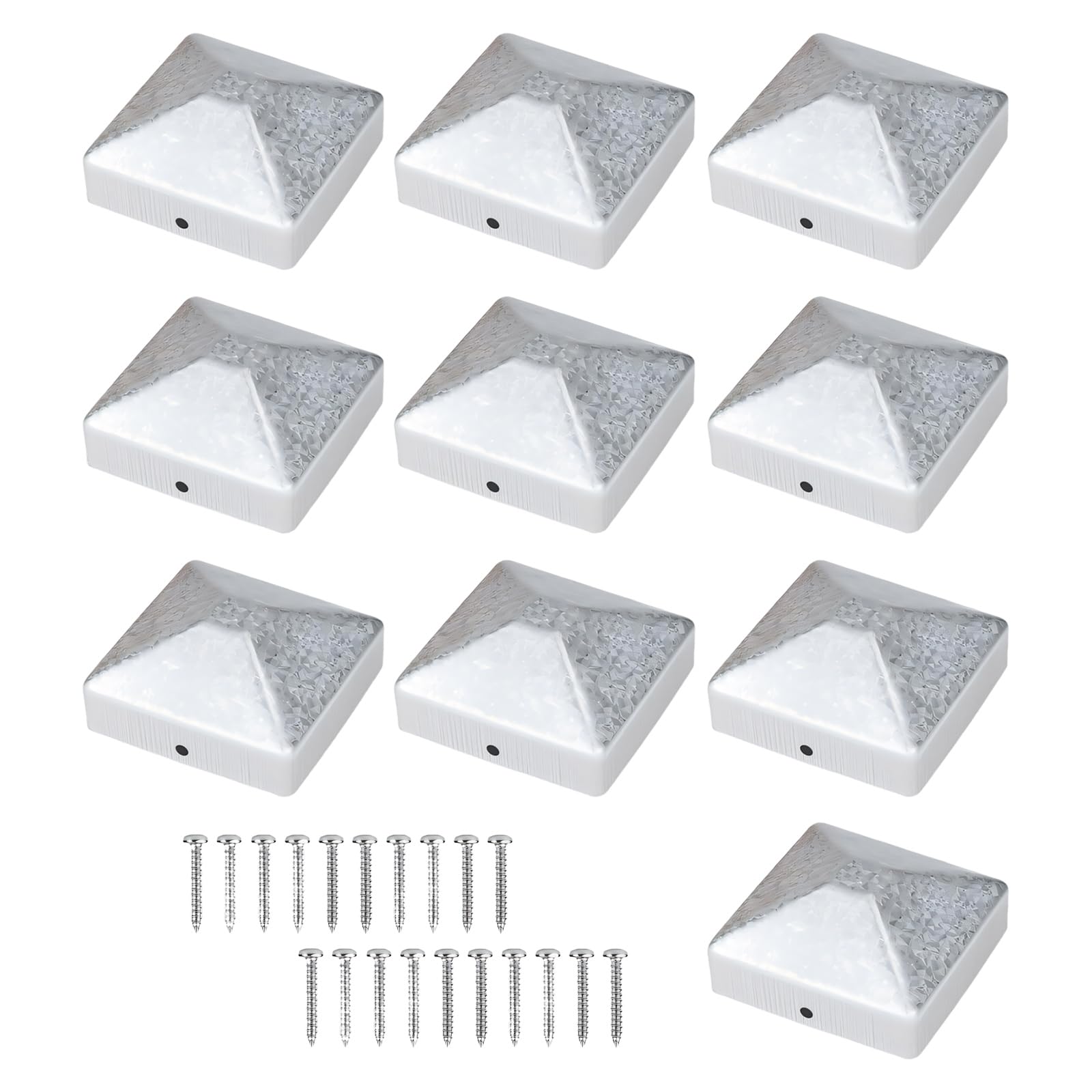 Cubiertas de metal para postes de 2.8 pulgadas cuadrados en pack de 10 unidades galvanizadas