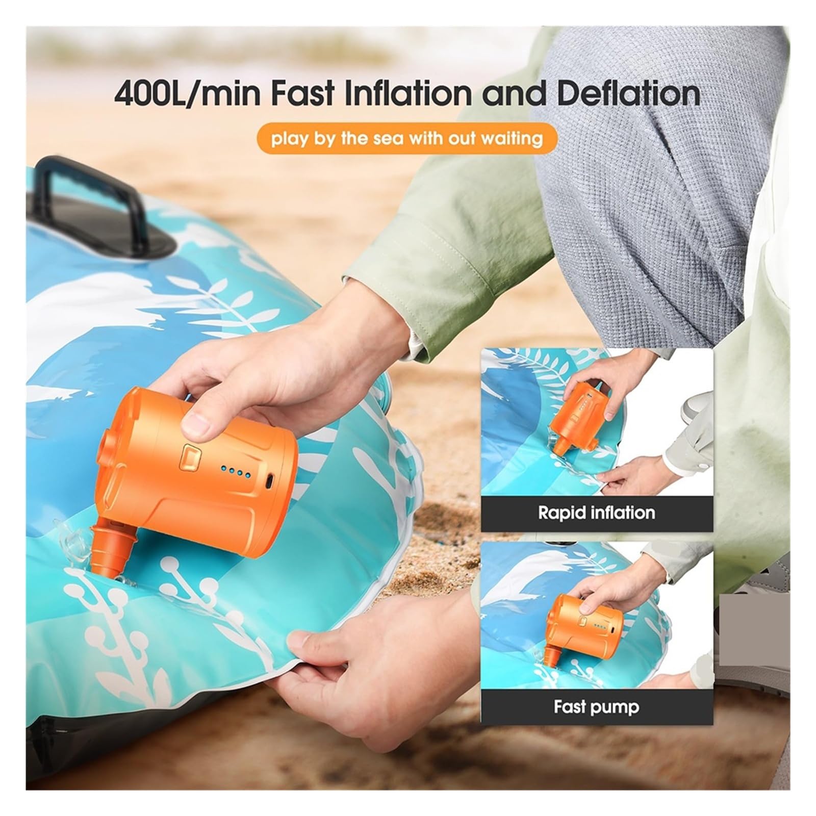Inflador Electrico, Inflador de anillo de natación con bomba de aire eléctrica inalámbrica de 5000 mAh y carga USB for camas de aire.