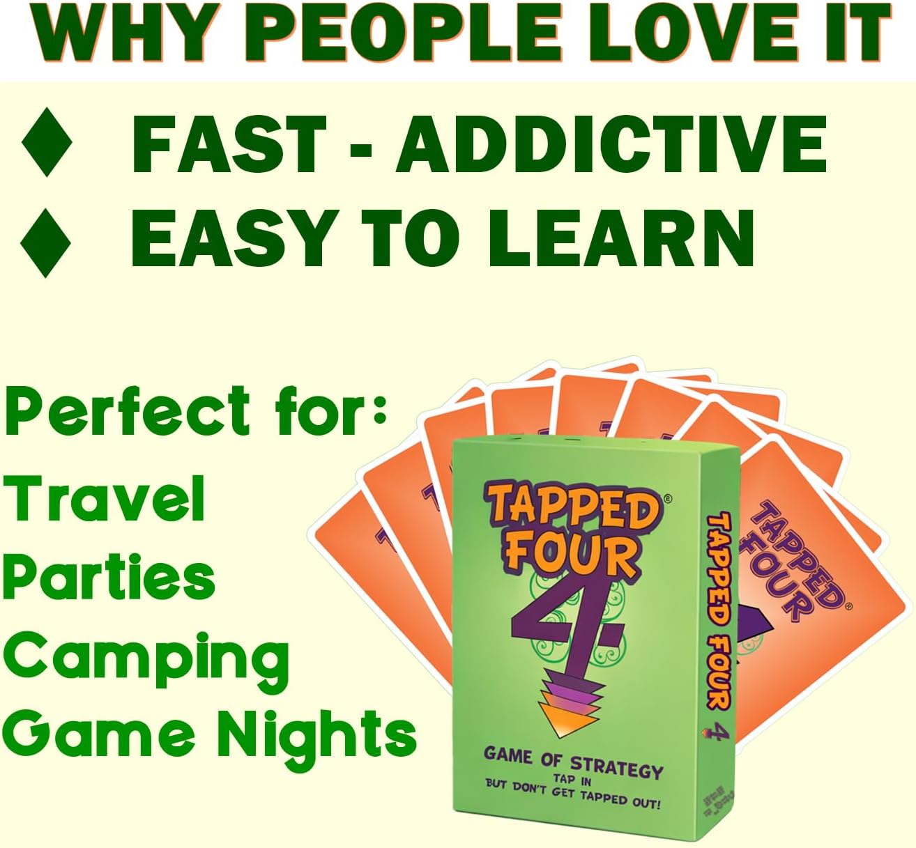 Tapped Four Original Card Game | Fast, Competitive Strategy Party Game | 2–8 Players | Easy to Learn, Addictive Gameplay