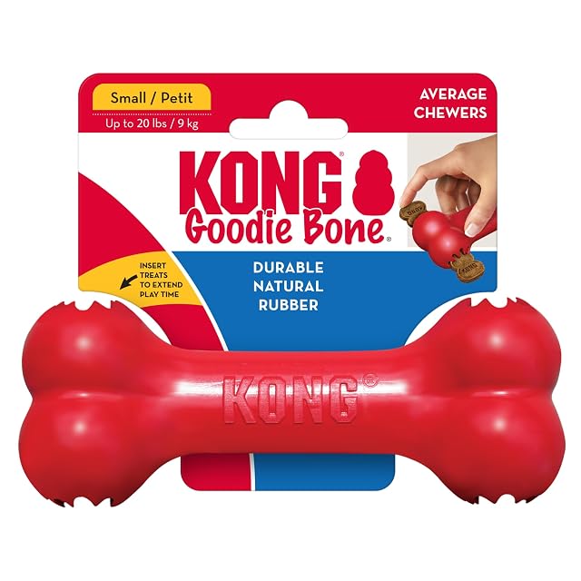 Foto 8 de 8 de KONG Goodie Bone Hueso Clásico de Caucho, Rojo, Talla Pequeña