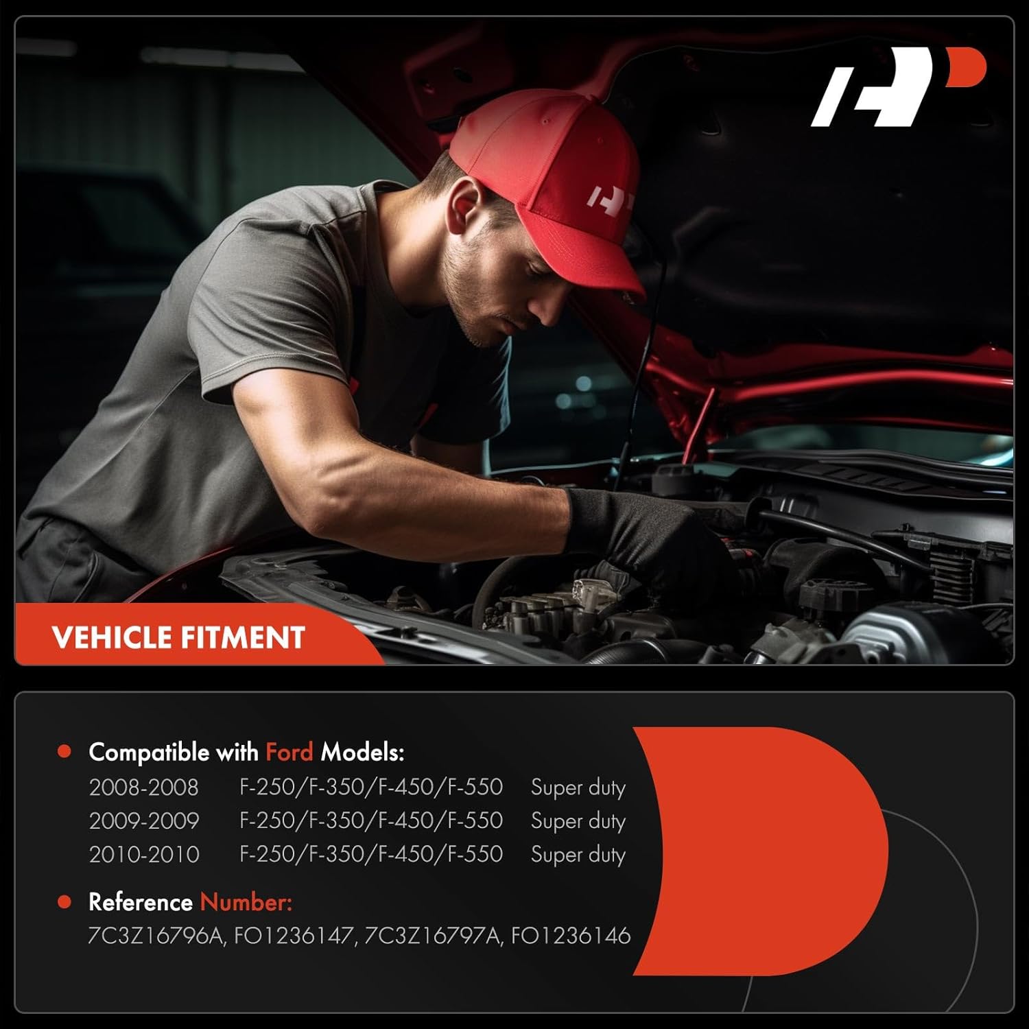 A-Premium Driver and Passenger Hood Hinges Compatible with Ford F-250/F-350/F-450/F-550 Super Duty 2008 2009 2010, Set of 2 Front Left and Right Side Hood Hinges, Replace# 7C3Z16796A, 7C3Z16797A