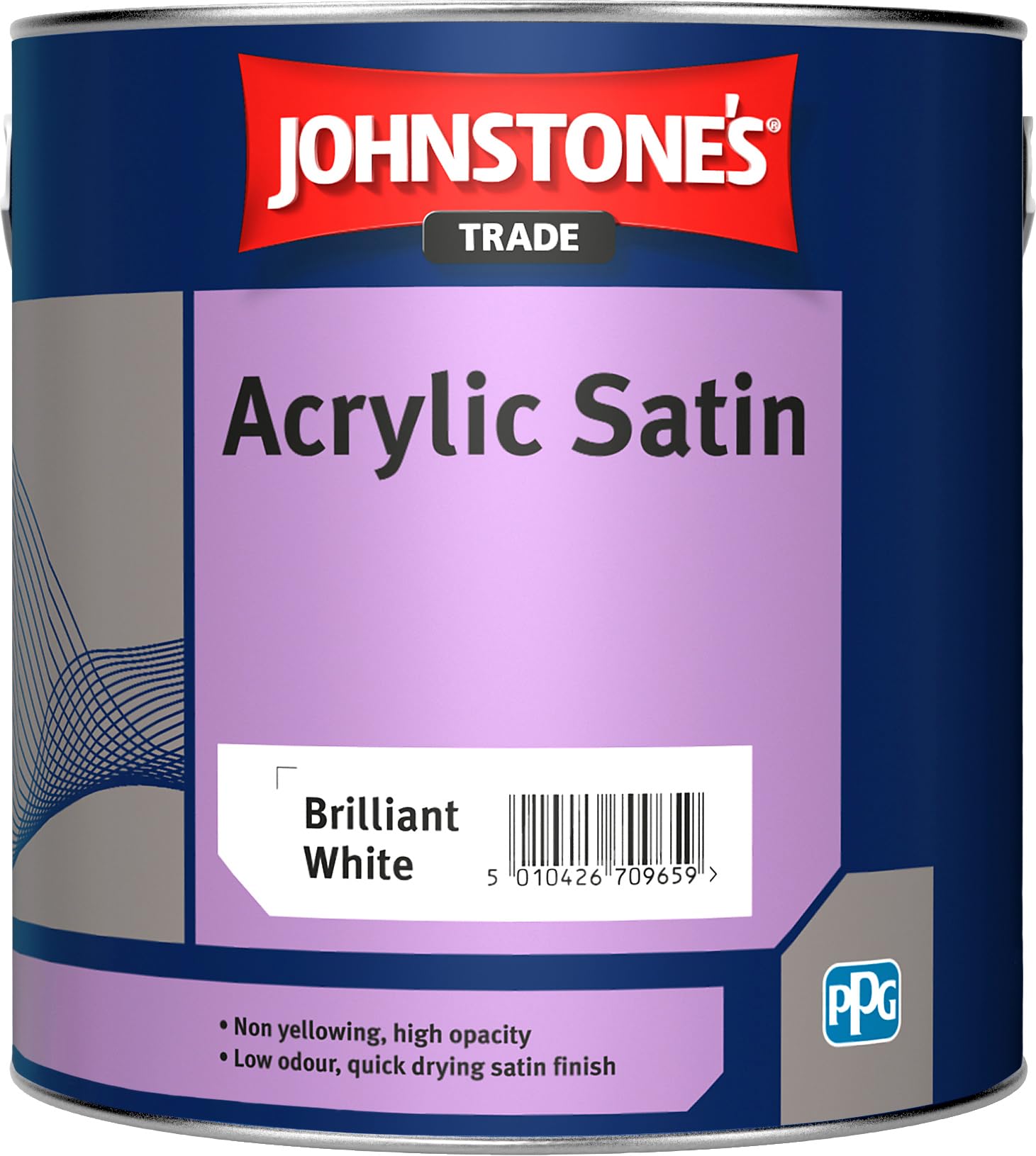 2.5Ltr - Johnstones Trade Acrylic Satin Brilliant White 5010426709659