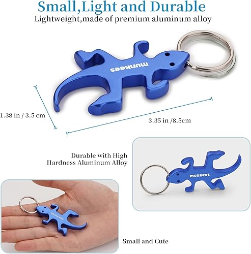 Miniatura 2 de munkees Lizard - Llavero abridor de botellas, paquete de 2 abridores de cerveza de aluminio, accesorios de viaje al aire libre, color azul
