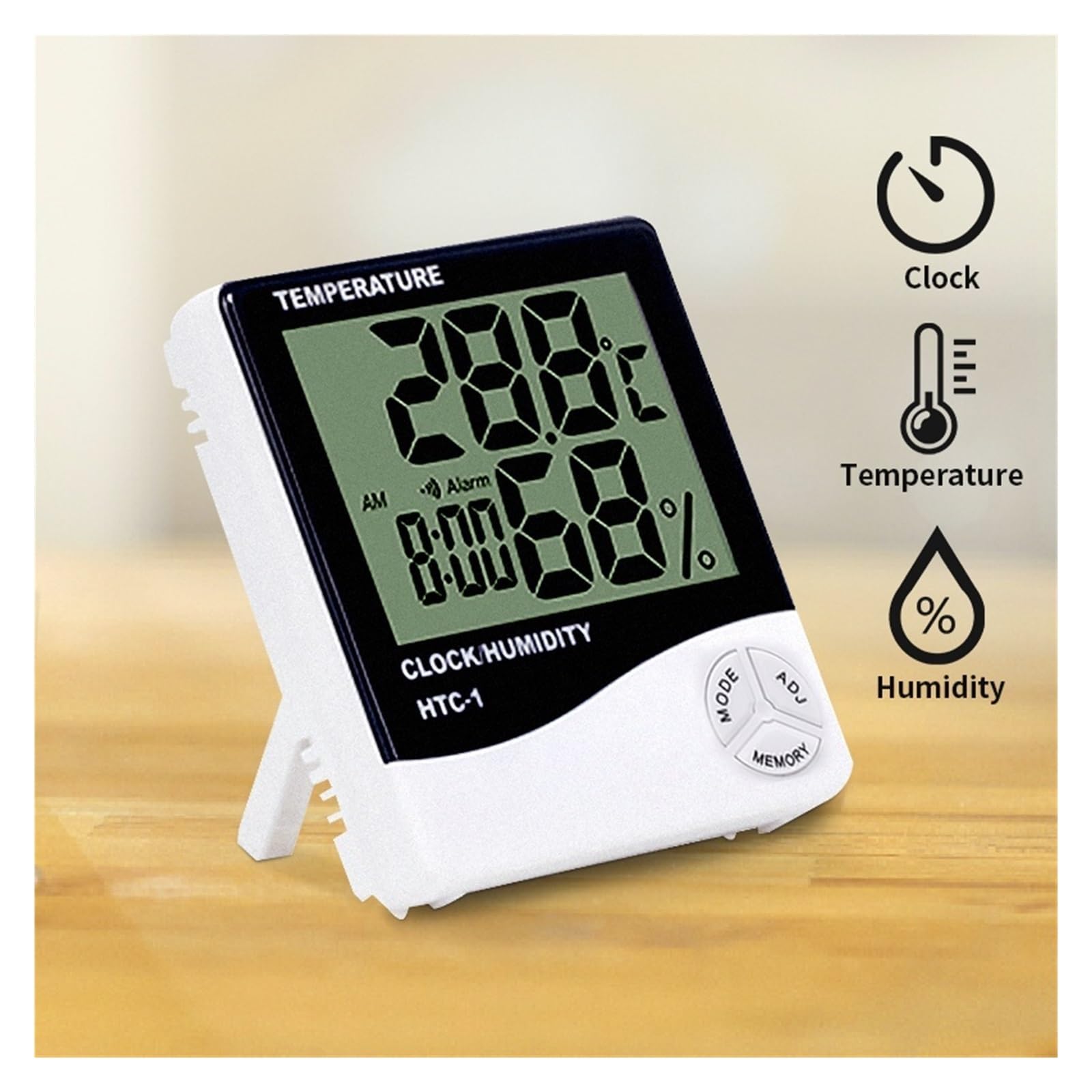Termoigrometro LCD Digitale misuratore di Temperatura e umidità igrografo termometro Interno ed Esterno casa Stazione Meteo Orologio