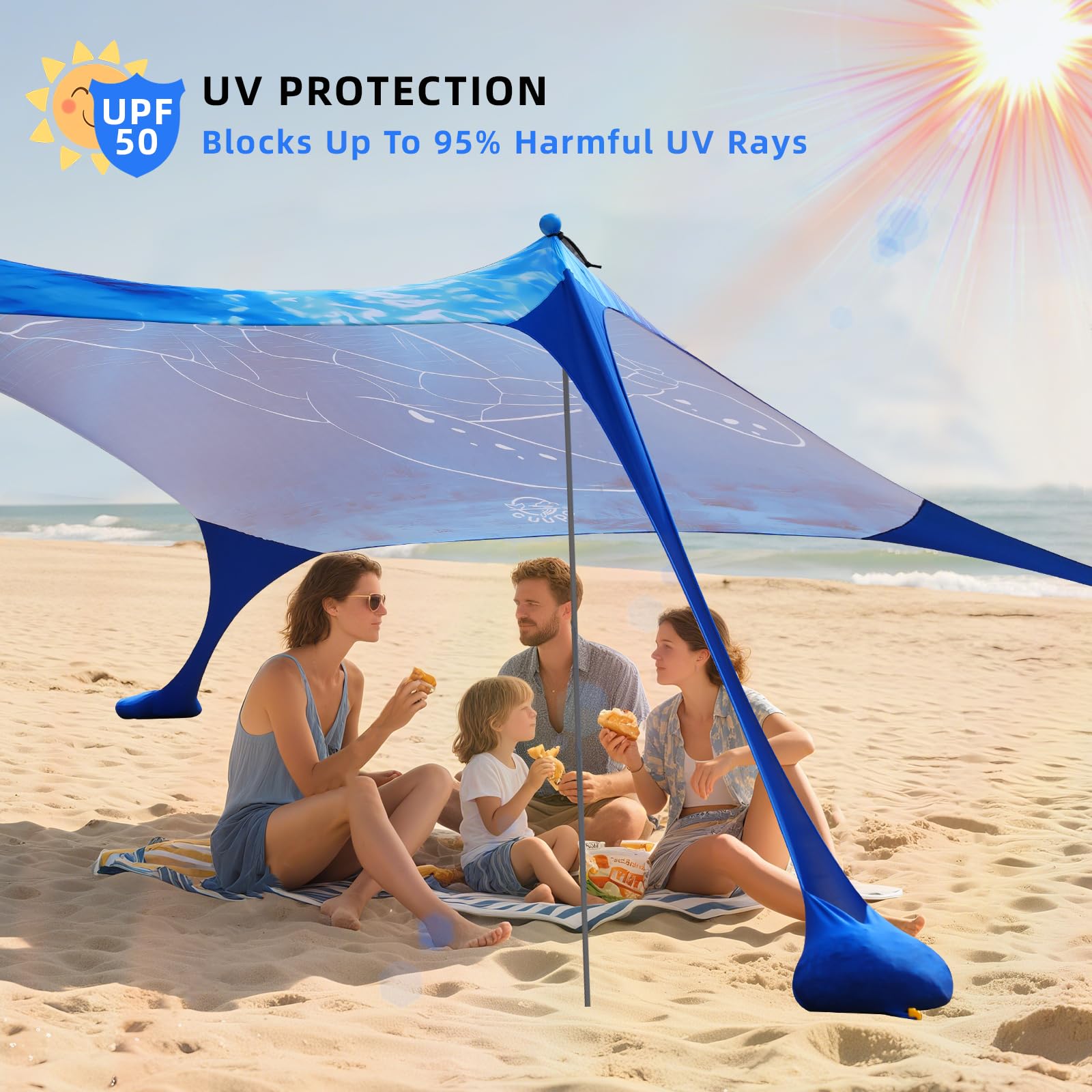 Tente de Plage Pop Up 160 x 200 cm, Impression 3D, Petite Protection Solaire, UPF50, Lycra, tentes d'extérieur, Plage, Camping,avec Barres de stabilité Tortue de mer