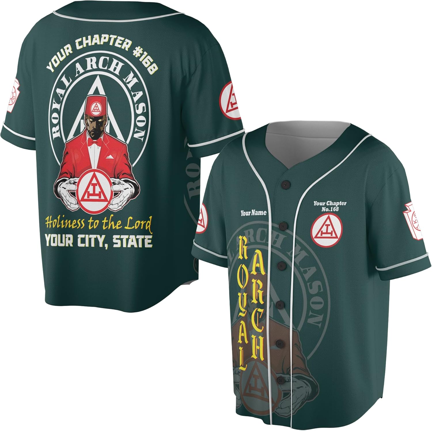 Custom Chapter Name Holy Royal Arch Mansonry PHA York Rite Freemason 3D Baseball Jersey S-5XL