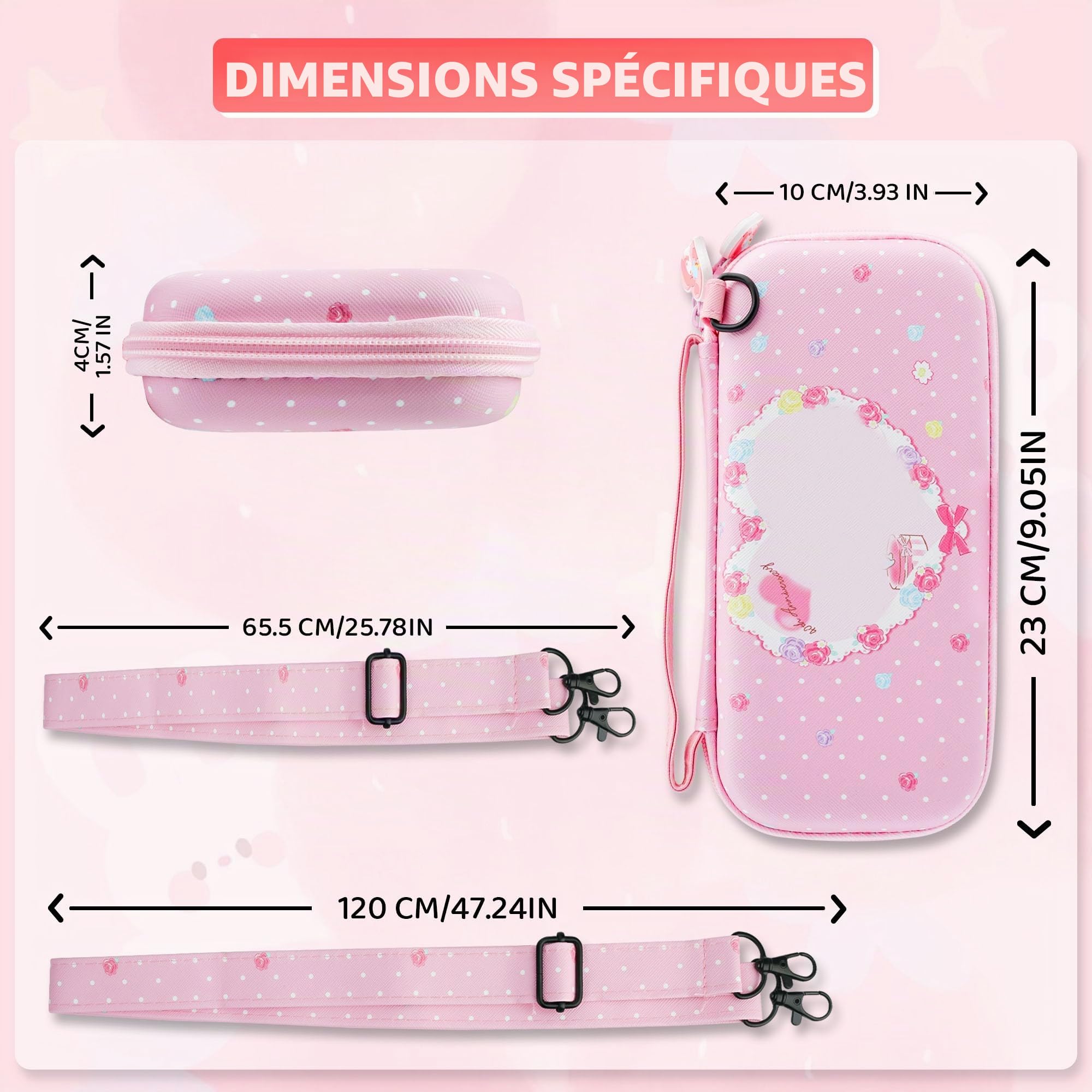 RHOTALL Étui de transport pour Nintendo Switch Lite, joli étui d'accessoires pour Switch Lite avec coque de protection en TPU,bandoulière, protecteur d'écran et 2 capuchons pour les pouces, lapin rose