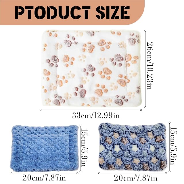 Foto 2 de 7 de Dryxog 3 Piezas Hamster Accesorios Cama de Felpa para Animales Pequeños Manta de Felpa para Cama Cobayas…