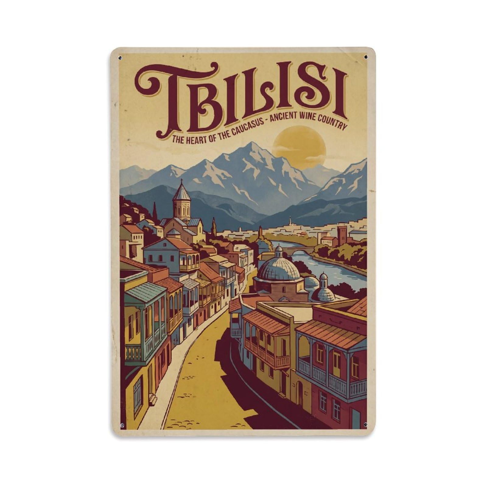 Huiyhb 8X12inch(20X30cm) Georgia Tbilisi Travel Retro Metal Tin Sign