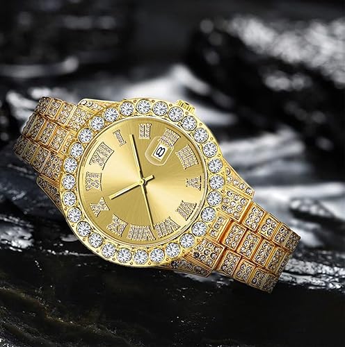 Miniatura 4 de SENRUD Reloj de pulsera analógico de cuarzo con diamantes de imitación de cristal para hombre