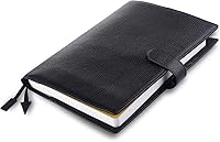 Vista 4 de Funda para planificador de cuero genuino A5 Organizador personal, compatible con cuadernos planificadores A5 de tamaño Stalogy Hobonichi (Negro)