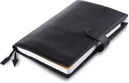 Miniatura 4 de Organizador personal de cuero genuino A5, compatible con Stalogy Hobonichi A5 tamaño planificador cuadernos (negro)