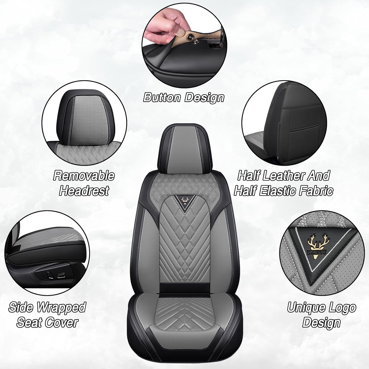 Car Seat Covers for Toyota Venza 2009-2026, Premium Nappa Leather Waterproof & Anti-Slip, Full Coverage Customized fit Toyota Venza Seat Covers Full Set (5 Seats Standard,Black-Gray)