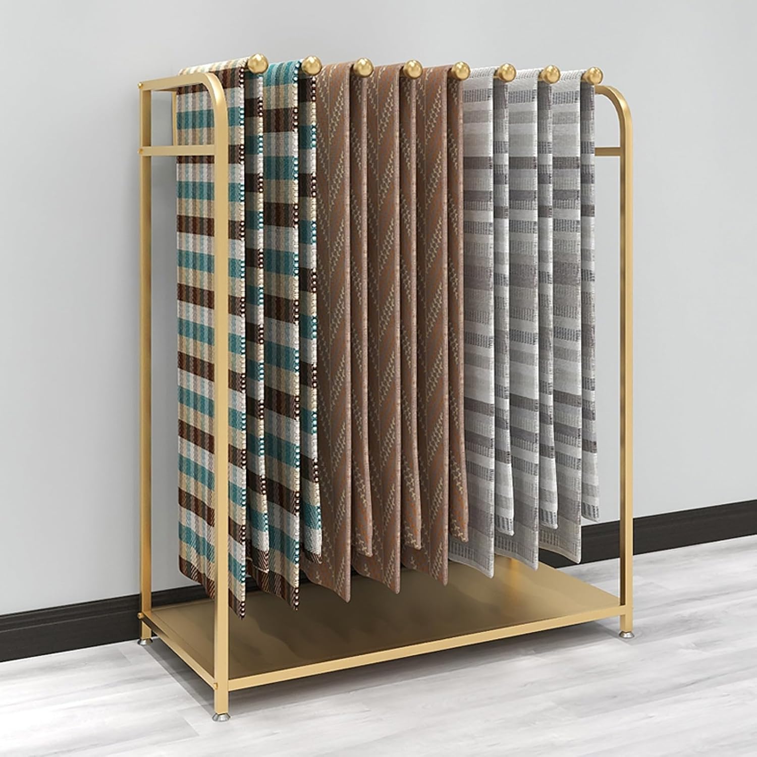 Quilt Racks for Multiple Quilts, Retail Store/Bedroom/Laundry Blanket Hanging Holder, Gold Iron Frame, with 8/10 Swivel Bar, Easy to Assemble (Color : Gold, Size : 8 Hanging Rods) (Gold 8 Ha