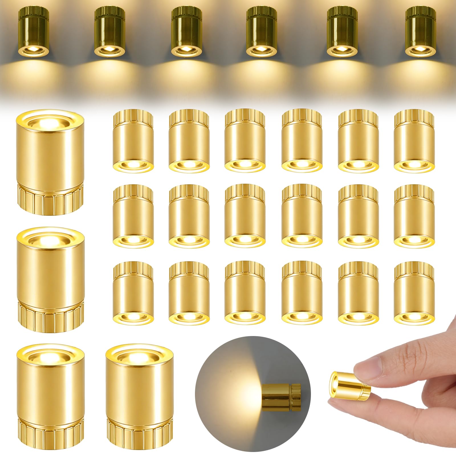 AUAUY 22pcs Mini LED Lights for Dollhouse, Mini LED Battery Operated Small Lights for Crafts, Gold Shell DIY Miniature Lights for Paper Lantern, Doll House Decoration, Party Decoration, Warm White — image 1