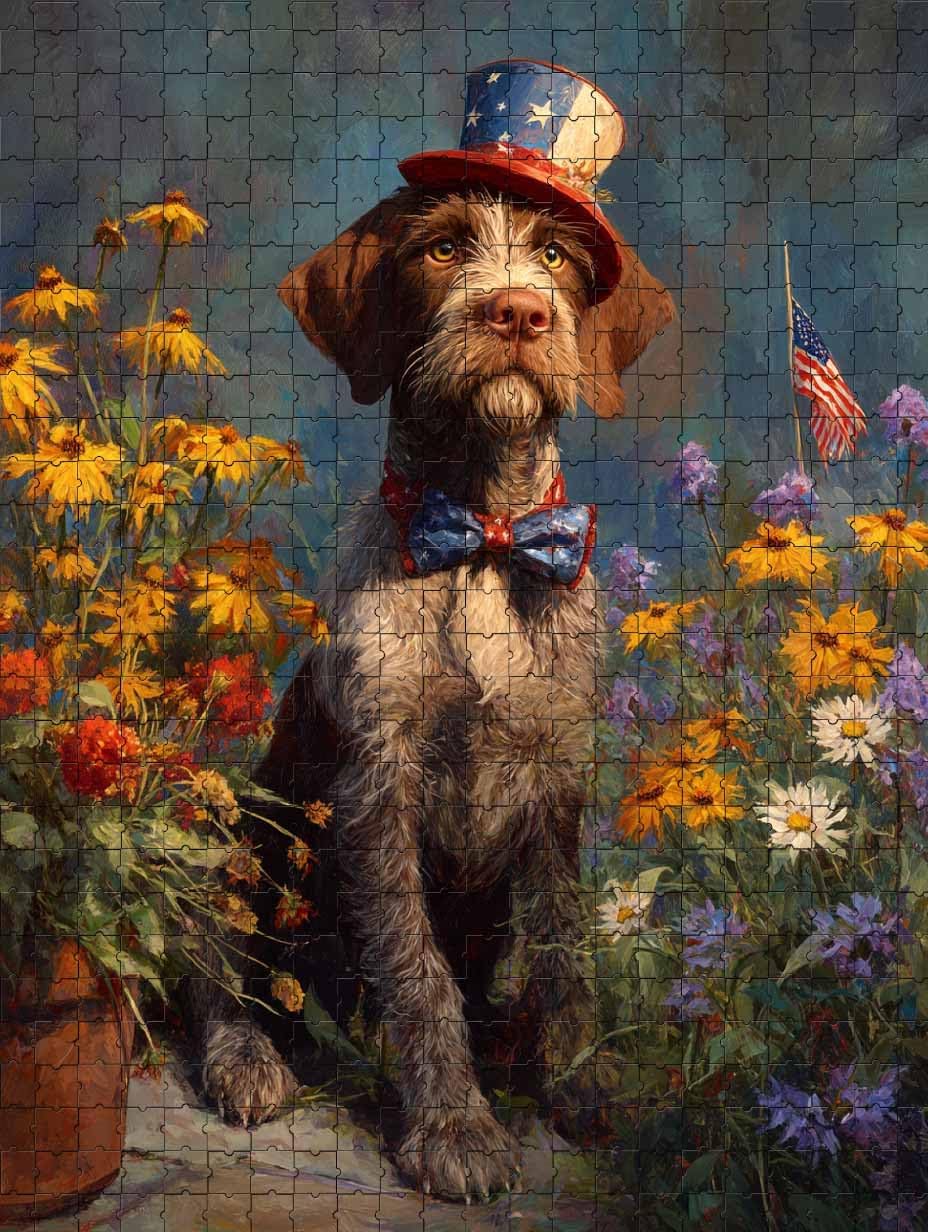 Challenging and Joyful Jigsaw Game Featuring Pomeranian Puppy with American Flag 1000 Piece Puzzle for Adults and Dog Lovers, Patriotic Enthusiasts, Families Wall Decor and Family Fun Gift