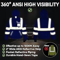 Vista 2 de TICONN Chaqueta con capucha de seguridad, sudadera con capucha reflectante de alta visibilidad, equipo de PPE para clima frío cumple con ANSI III