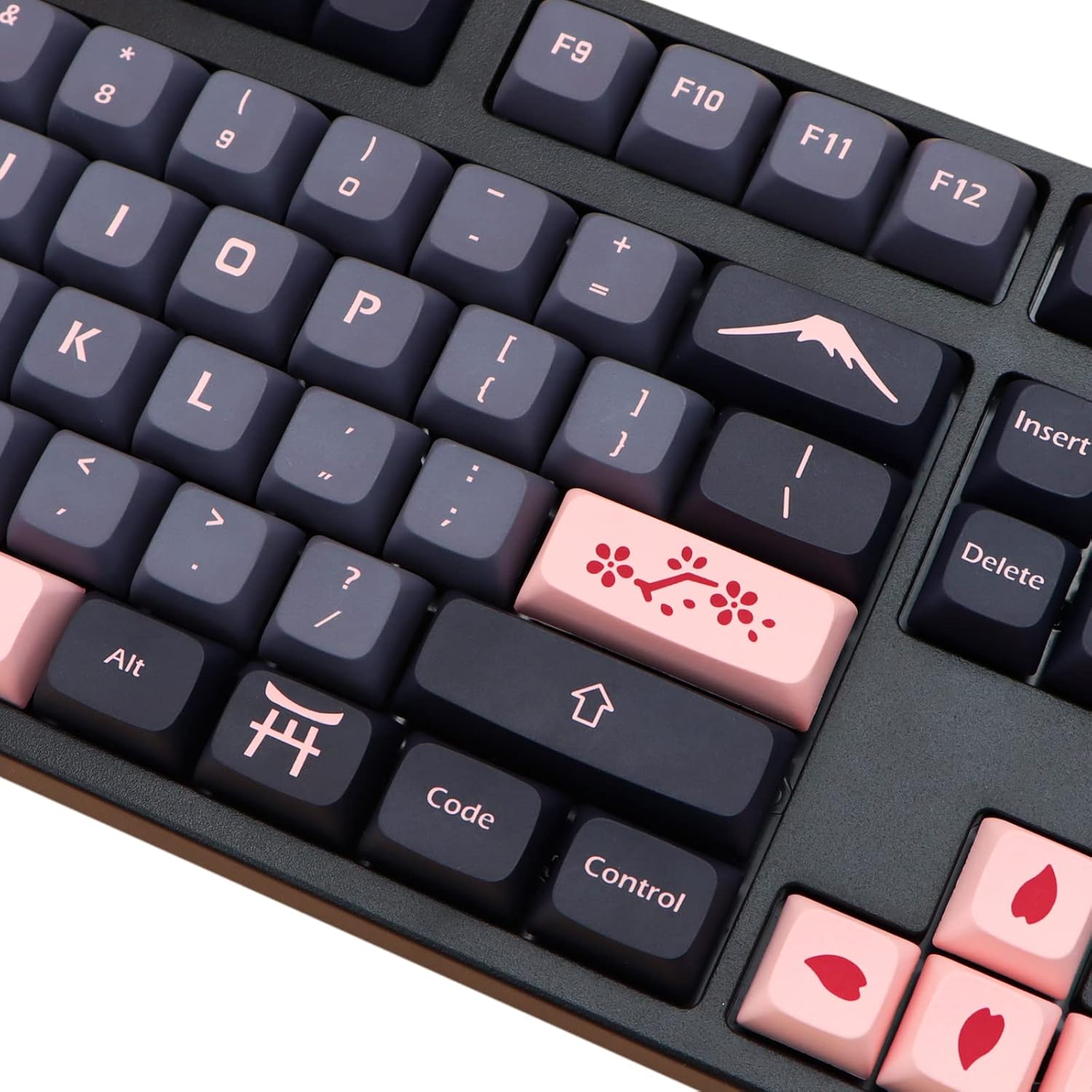 MOLGRIA Keycaps 132 Set Night Sakura for Full Sized Keyboard, Custom PBT XDA Profile Key Caps Japanese Style with Keycap Puller for Cherry MX 104/87/68/61 60 Percent ANSI Layout Keyboard