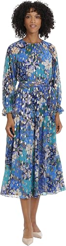 Maggy London Women's Dresses Raglan Sleeve Midi Fit and Flare Occasion Event Par
