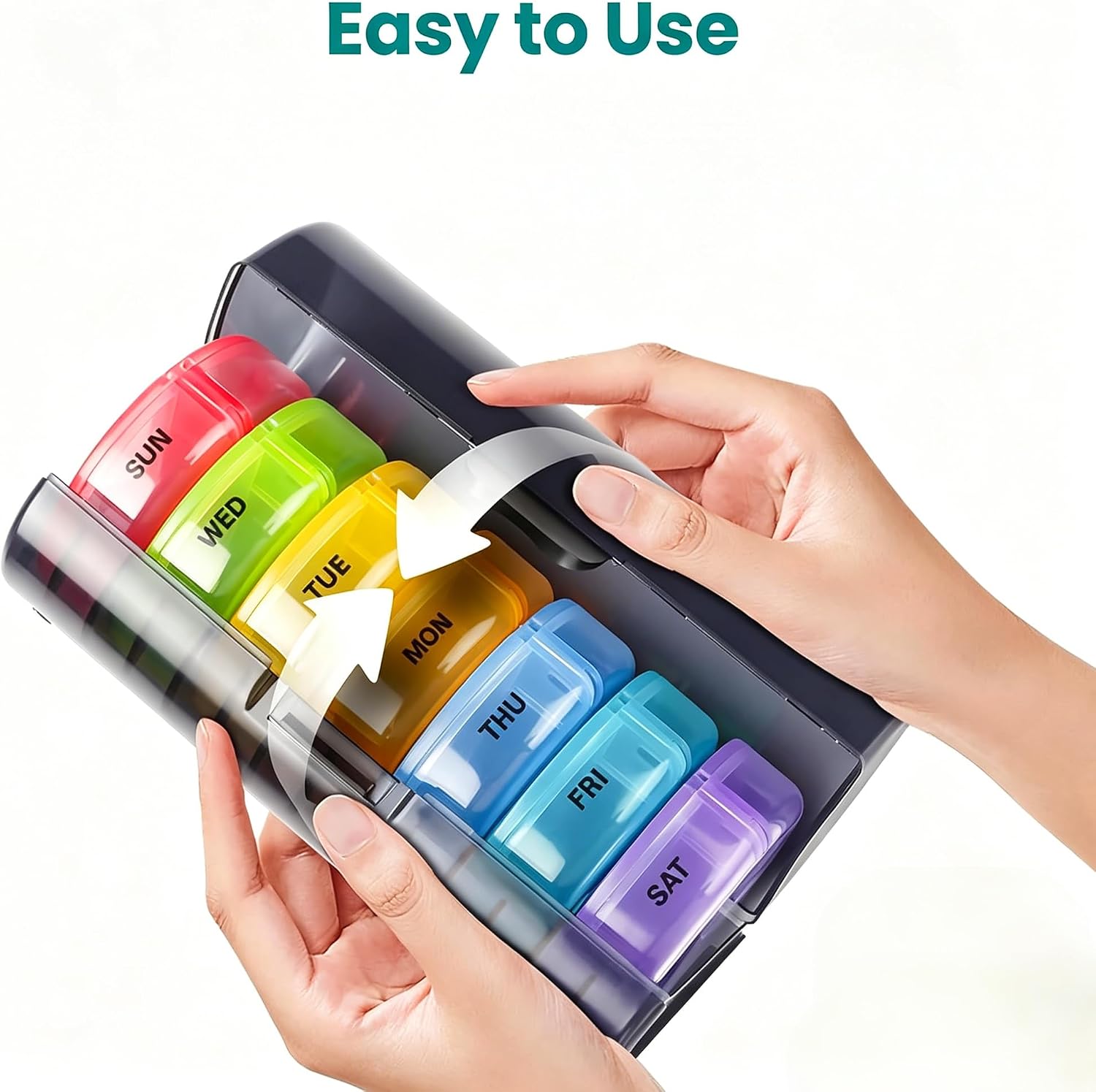 INVODA Large Weekly Pill Organizer 7 Day AM/PM Box for Meds & Supplements image 3