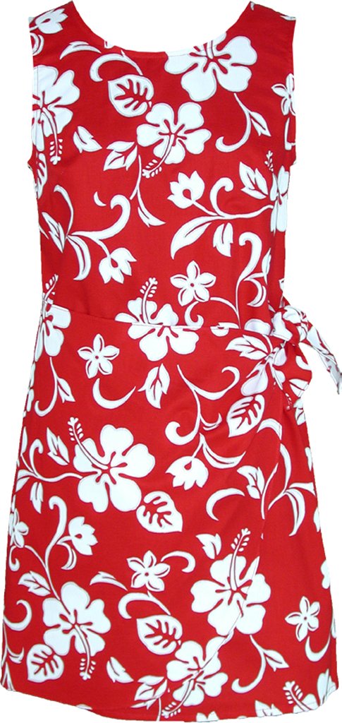 Women's Hibiscus Pareo Hawaiian Mock Wrap Sarong Dress