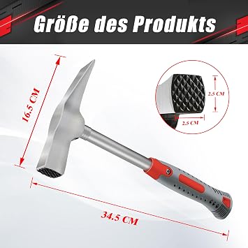 C&T Maurerhammer GeologenhammerSteinhammerMason's Hammer 600g mit Stahlrohrstiel R-Type Berliner Form Hochwertiger Zimmererhammer & Bautenschutzhammer Robustes Maurerwerkzeug für Profis