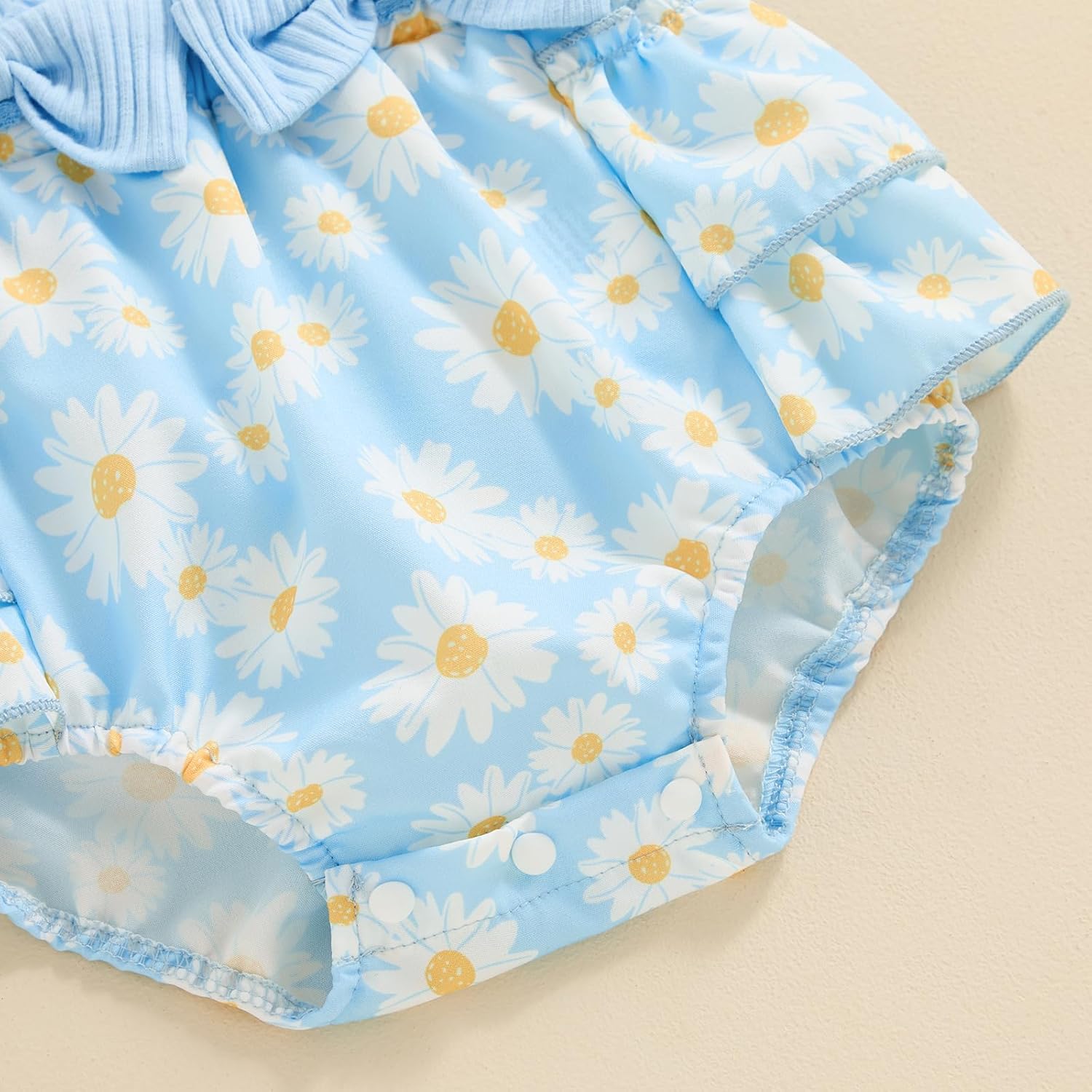 Newborn Baby Girl Outfit Fly Sleeve Floral Romper Dress Headband Infant Cute Summer Clothes Set - Image 6