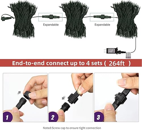Vista 66 de HOME LIGHTING Guirnalda de 200 luces LED de 66 pies, luz patriótica del 4 de julio con 8 modos de iluminación, mini luces enchufables para Rojo