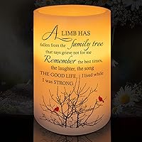 HAIINAA Sympathy Memorial Candle - Realistic Wax Flameless LED Gift with Poetic Words, Lilies Print, 6H Timer, Pet & Child Safe