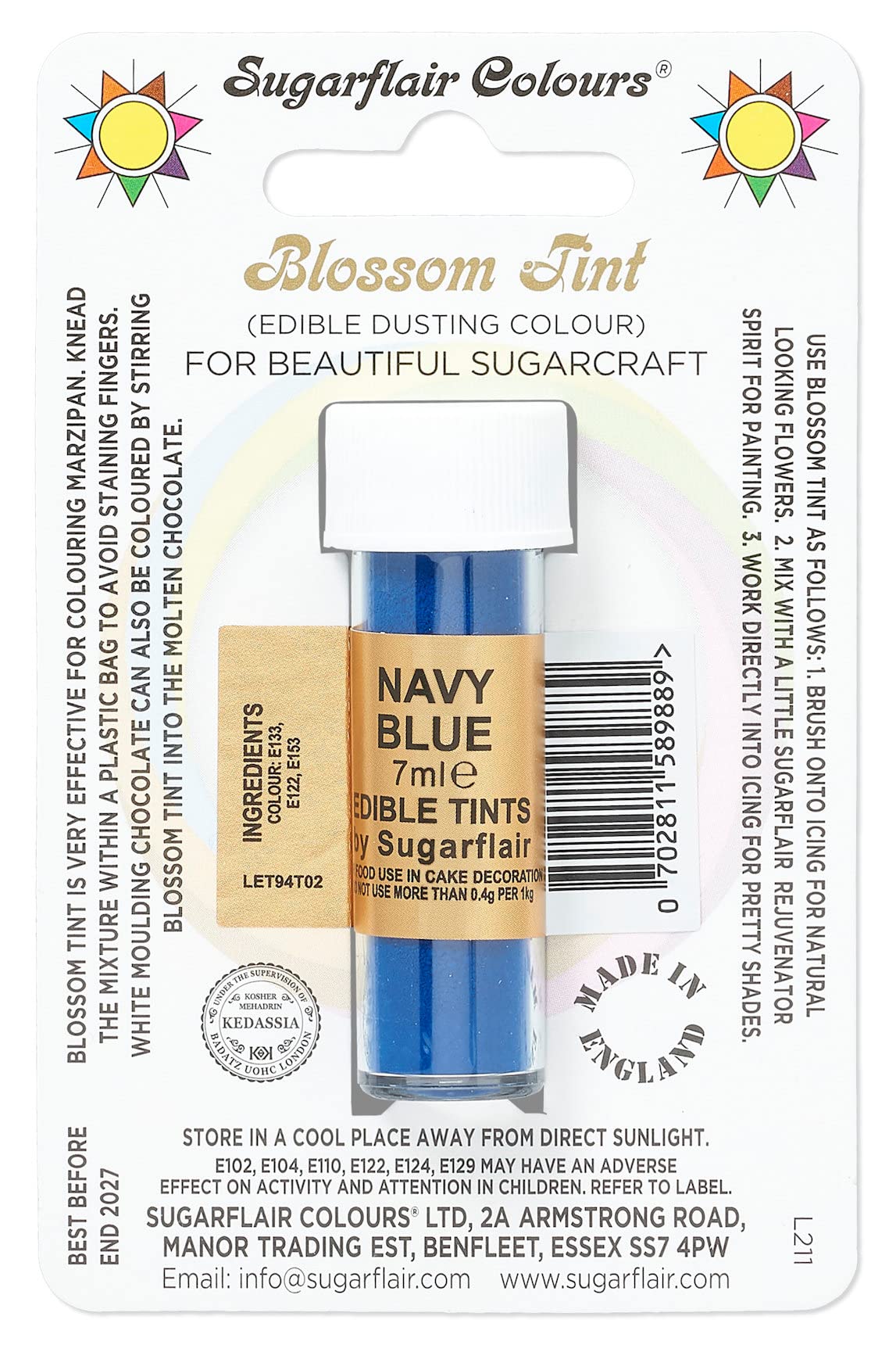 Sugarflair Blossom Tint Grape Violet Food Colouring and Dusting Powder, Matt Finish, Brush On or Mix with Rejuvenator Spirit to Create a One of A Kind Cake - 7ml — view 21