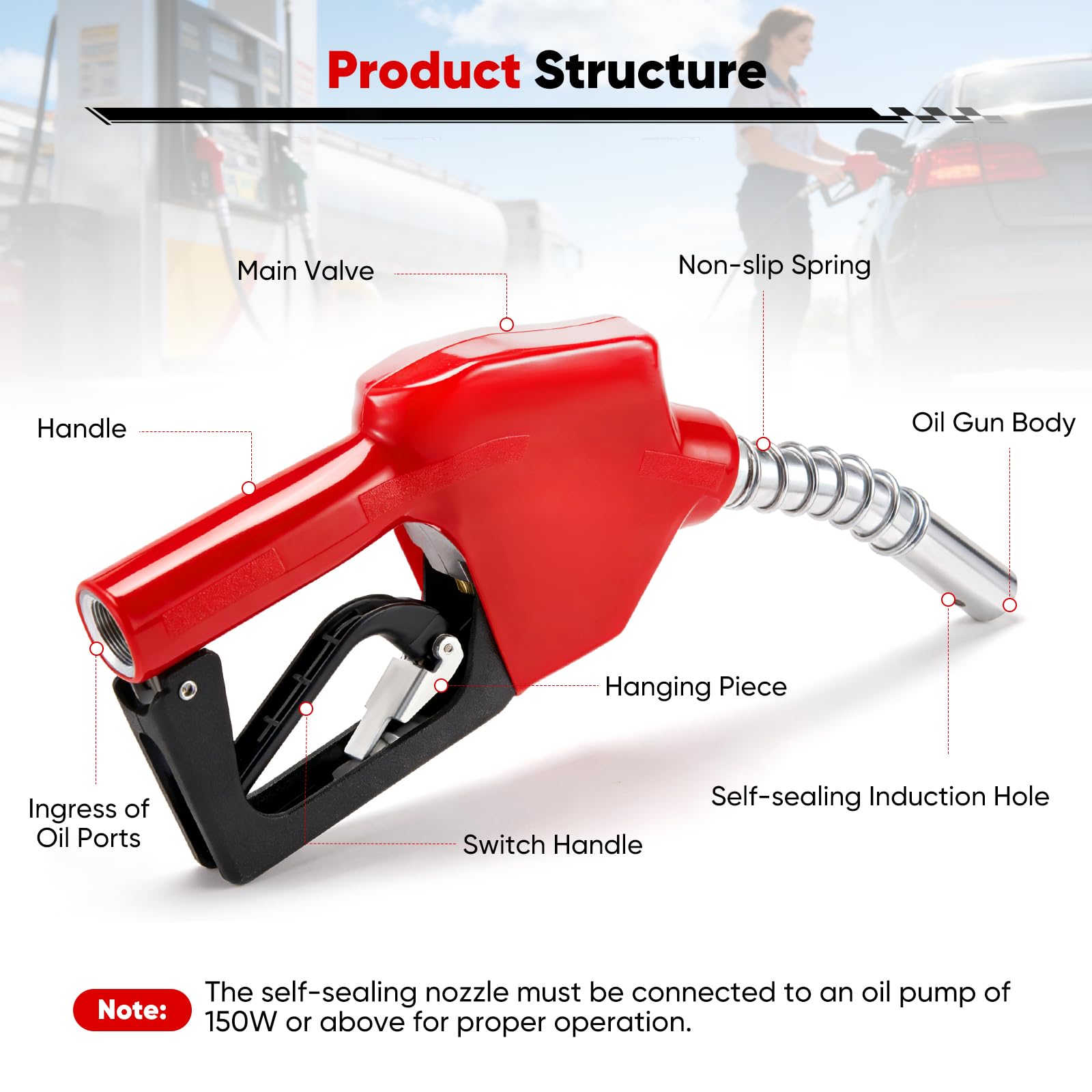 Boquilla automática para diésel, Boquilla de combustible de 3/4" con caudal de 3 etapas para gasóleo de calefacción y diésel Bomba de diésel autocebante ajustable