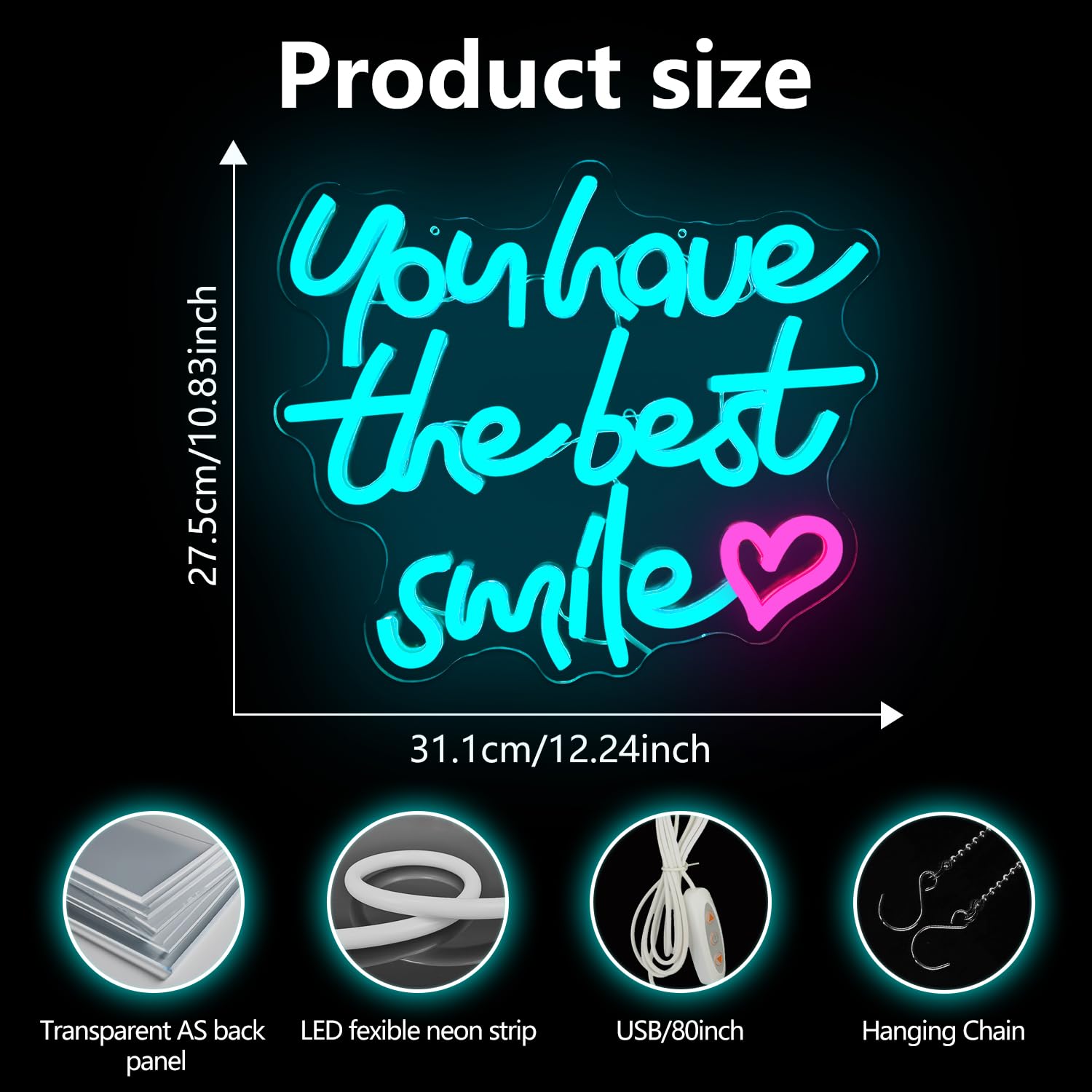 You Have The Best Smile Neon Sign for Wall Decor Dimmable Smile
