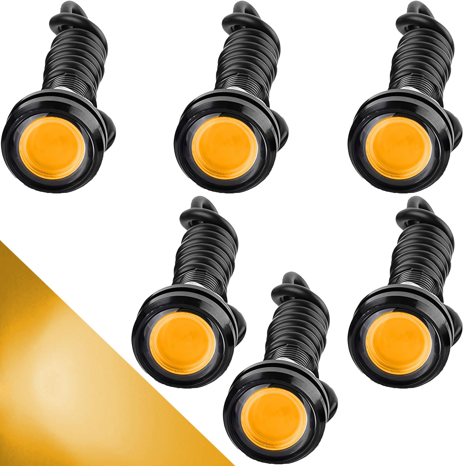 CTRICALVER High Power 18mm 9W Eagle Eye LED Light,Car Motorcycle DRL Daytime Running Light Fog Lamp Reversing Light Marker Light 12V Waterproof(Yellow，6PCS)