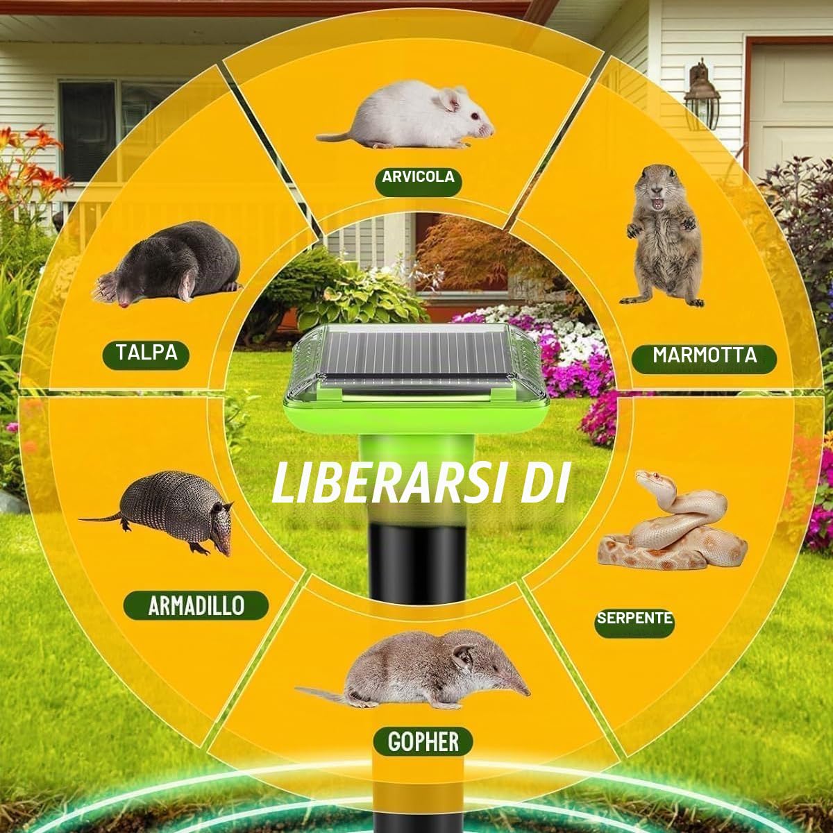 Interno ed esterno,Repellente solare per talpe, repellente contro le arvicole, repellente solare contro le talpe, repellente per serpente talpa, gopher e altri repellenti per talpe