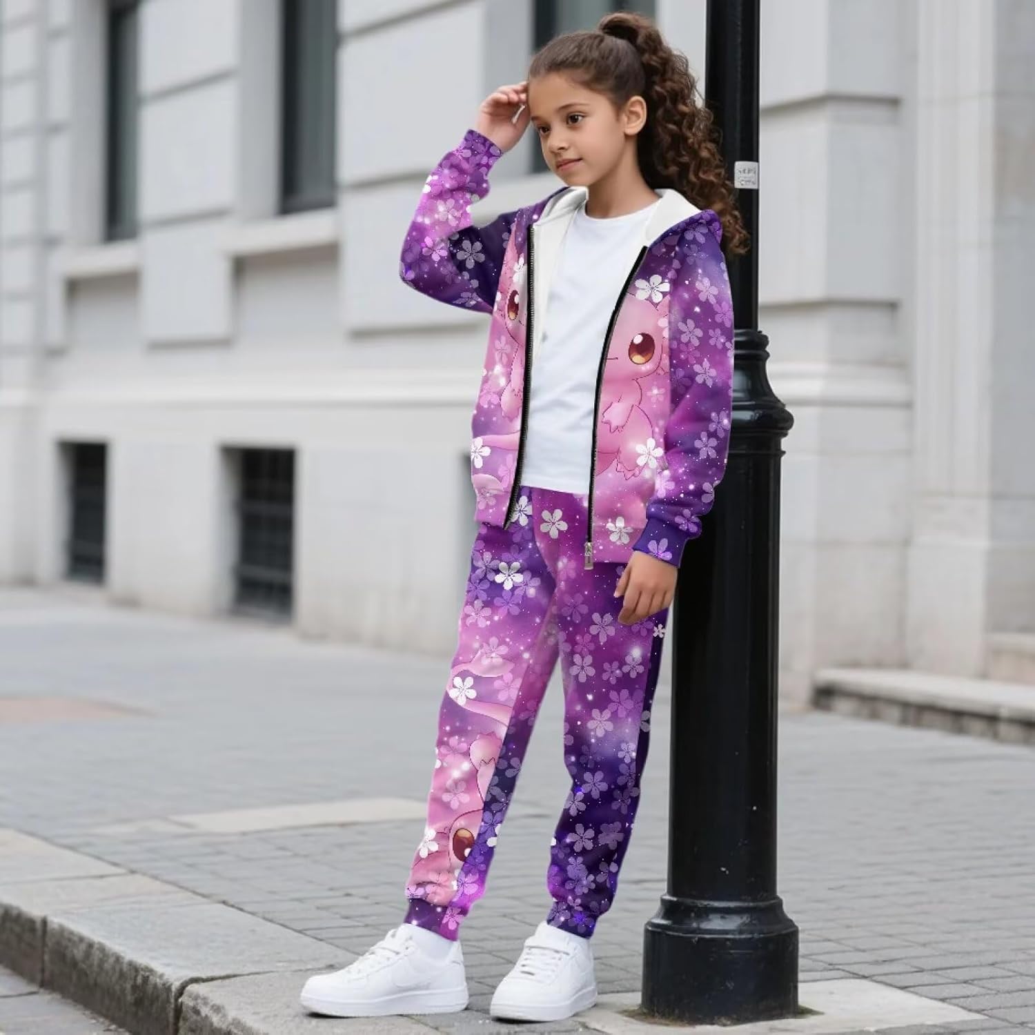 Girls 2 Piece Sweatshirts Outfits Jogger Sets Zip Up Hoodie and Sweatpants Long Sleeve Tracksuits with Pockets