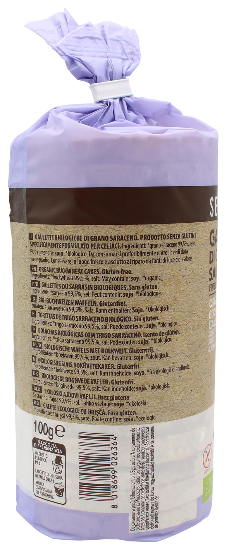 Probios Gallette di Grano Saraceno Biologiche - Croccanti e Gustose Senza Glutine - Fonte di Fibre e Proteine ​​Vegetali - Confezione da 12 da 100g